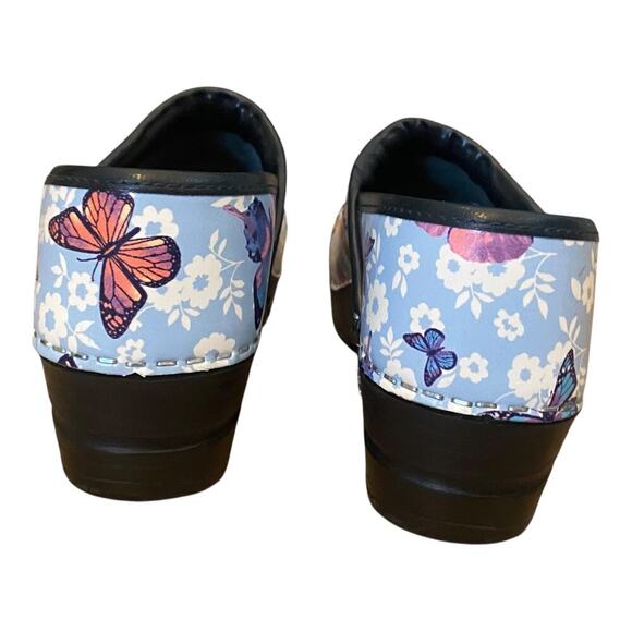 Sanita Professional Clogs EU size 35 US 4 Blue Leather Butterfly Floral Work - Picture 10 of 16
